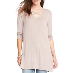 Old Navy Relaxe Luxe Relaxed Lace Up Tunic Top Sz Small in Plum Tonic